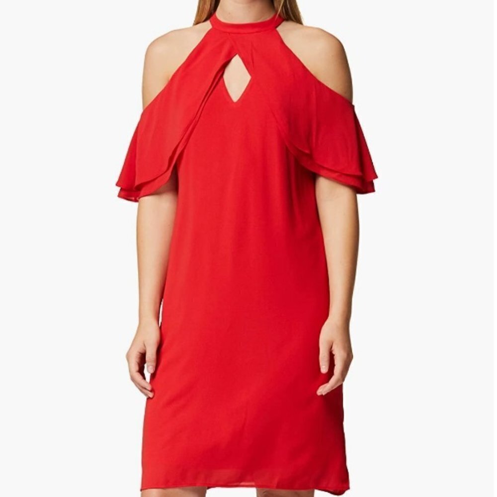 Truth & Fable Women's Chiffon A-Line Dress W/ Cold Shoulder, XS